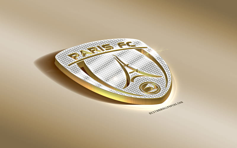 Paris FC, French football club, golden silver logo, Paris, France, Ligue 2, 3d golden emblem, creative 3d art, football, HD wallpaper