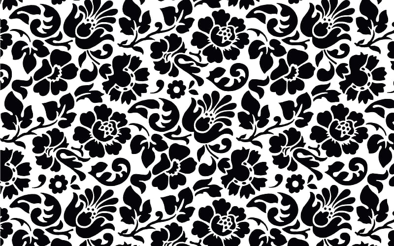 black floral background, vintage floral pattern, floral ornaments, background with ornaments, floral patterns, black backgrounds, HD wallpaper