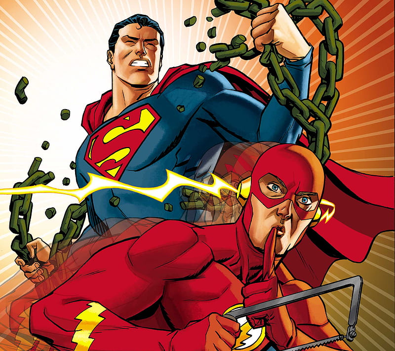 Superman w The Flash, cw, dc comics, superhero, superheroes, HD wallpaper
