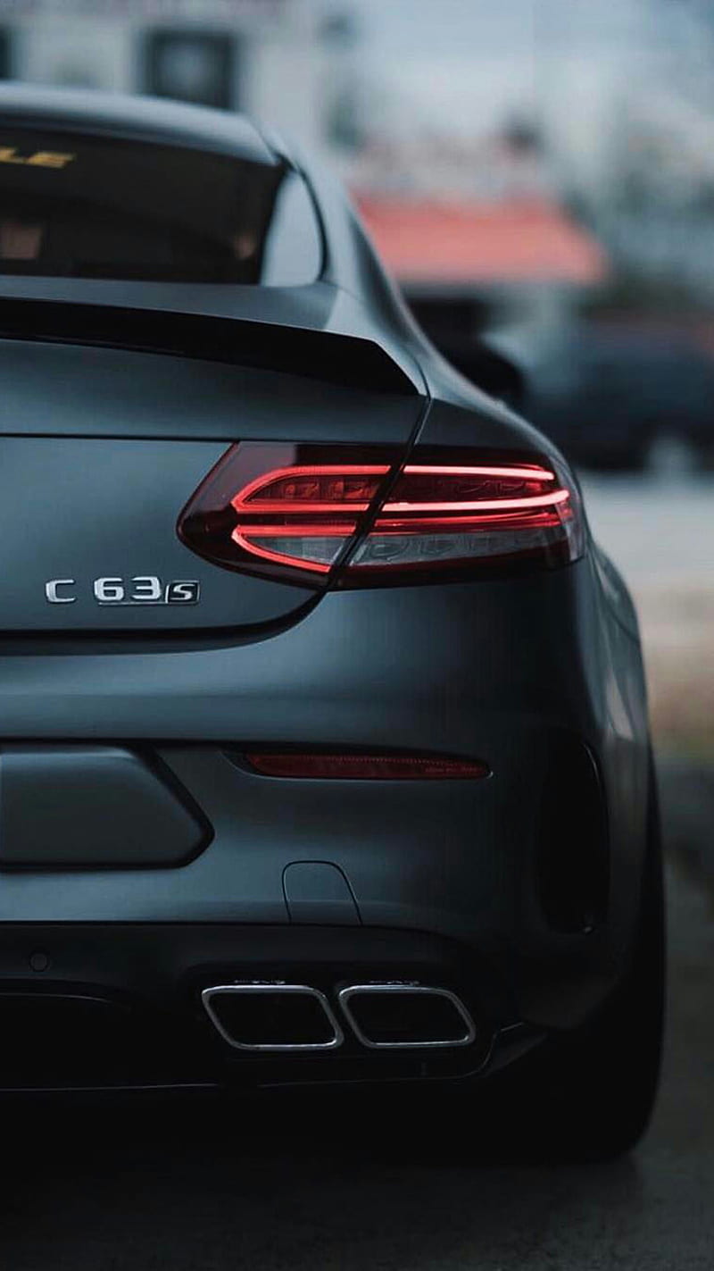 AMG C63 S, auto, c63 s, car, coupe, mercedes benz, rear, tuning, vehicle, HD phone wallpaper