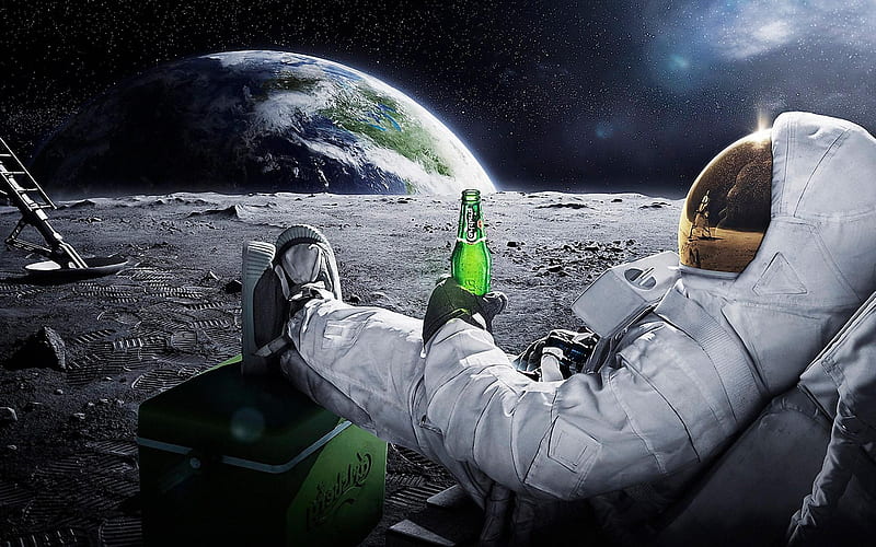 Astronauts Drinking on Moon / and Mobile Background, Astronaut On the Moon, HD wallpaper