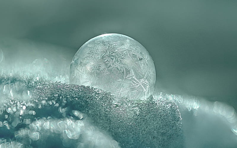 glass sphere, frost, winter, snow, ice, frost concepts, HD wallpaper