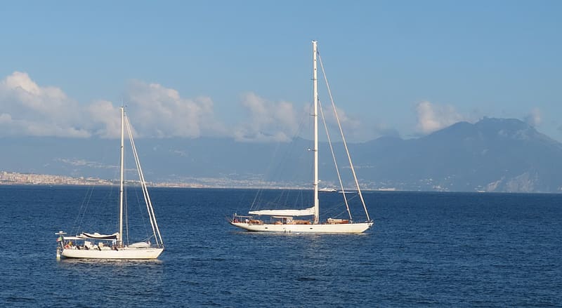 boat, yacht, mast, sea, HD wallpaper