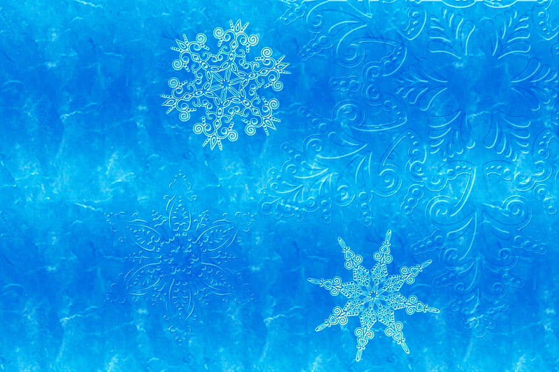 First Flurry, Abstract, Snow, Blue, Snowflakes, Winter, HD wallpaper