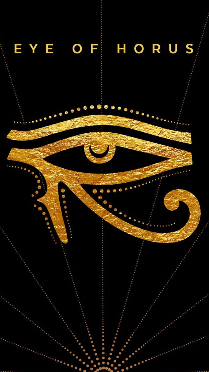 Eye of Horus, black, egypt, god, golden, pharoah, sign, HD phone wallpaper