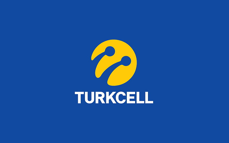 Turkcell logo, blue background, Turkish telecommunications, Turkcell emblem, Turkey, Turkcell, HD wallpaper