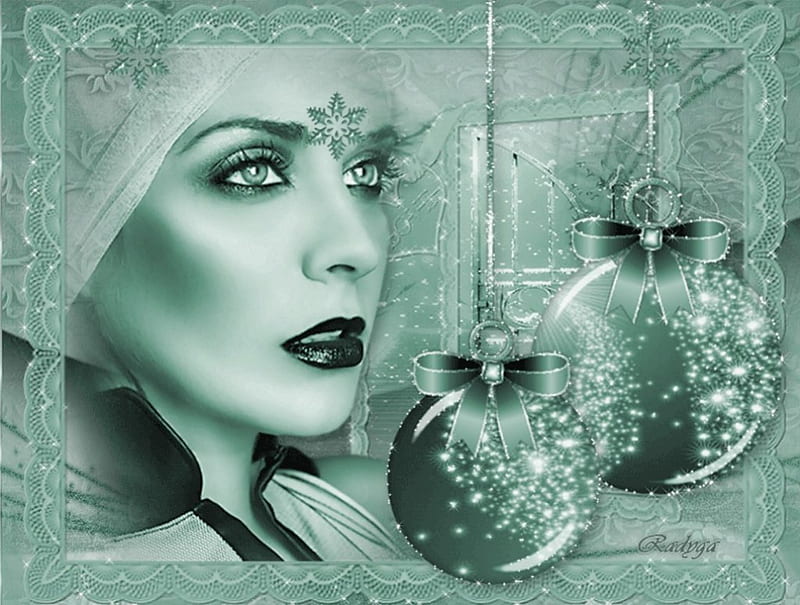Christmas Ornaments, balls, decoration, gris, woman, artwork, HD ...