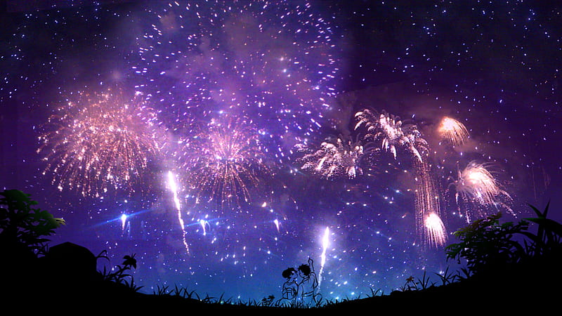 Demon Slayer Akaza Fireworks Glittering Fire Crackles On Black Sky At Night Anime, HD wallpaper