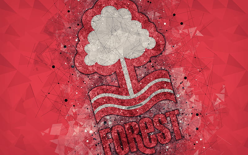 Nottingham Forest FC geometric art, logo, red abstract background, English football club, emblem, EFL Championship, Nottingham, England, United Kingdom, football, English Championship, HD wallpaper