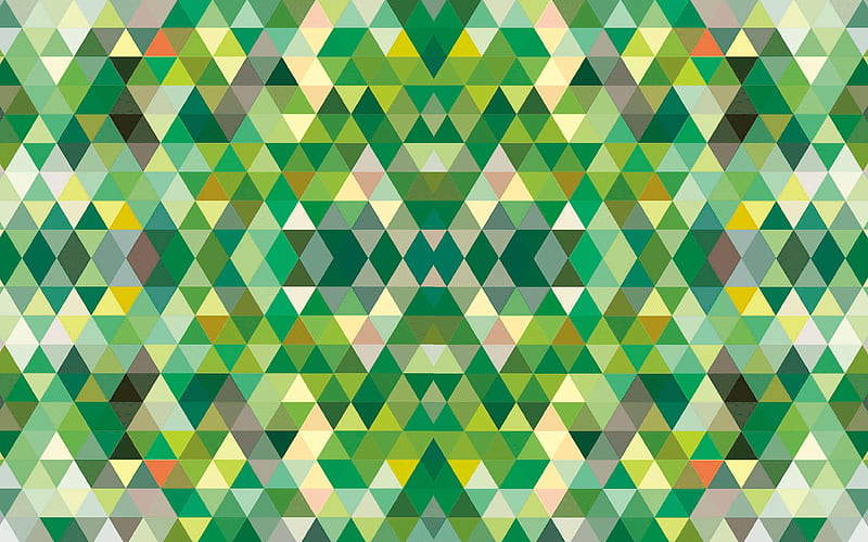 Variations of Green, triangles, abstract, green, vector, HD wallpaper