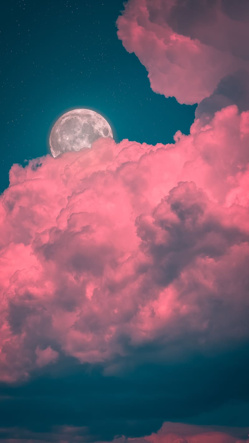 Trending Moon With Pinkish Cloudy Effects, trending moon, HD phone wallpaper