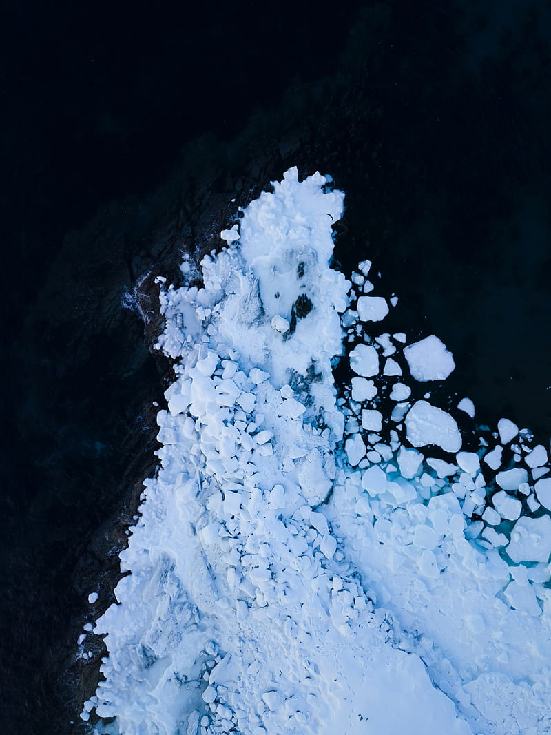 glacier, shards, ocean, aerial view, HD phone wallpaper