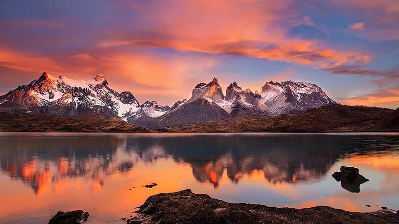 Torres del Paine national park, Morning, Chile, Lake, South America, Andes mountains, HD wallpaper