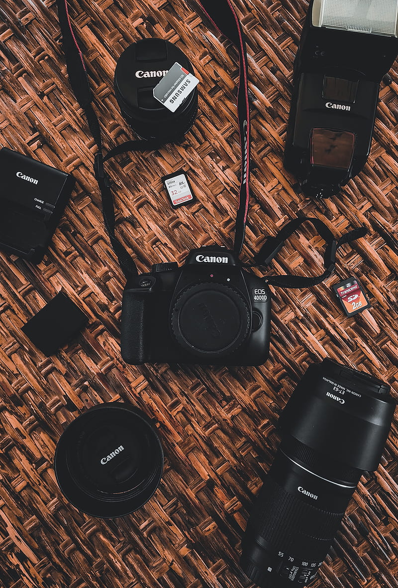 Canon Equipment , camera, eos, kit, lenses, moody, photgraphylover, graphy, HD phone wallpaper