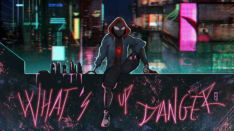 miles morales, hoodie, artwork, what's up danger, spider-man: into the spider-verse, Movies, HD wallpaper