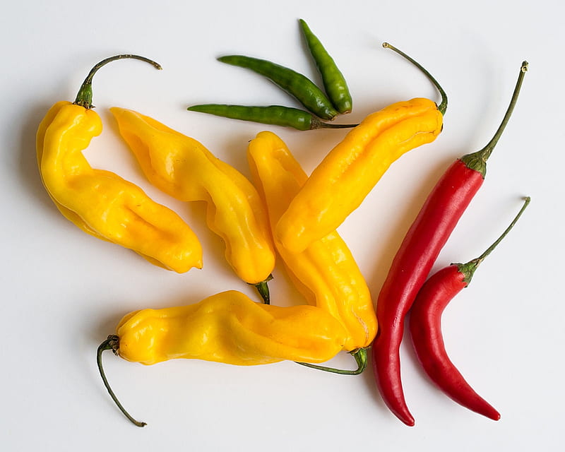 yellow peppers, yellow, red, chili, peppers, HD wallpaper