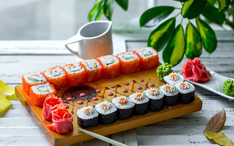 sushi, japanese food, Nori, Rolls, California roll, California maki, HD wallpaper