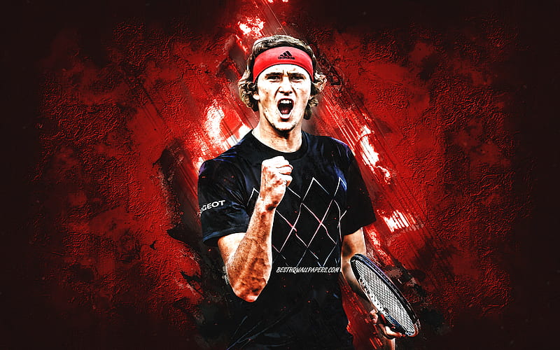 Alexander Zverev, portrait, German tennis player, ATP, red stone background, creative art, tennis, HD wallpaper