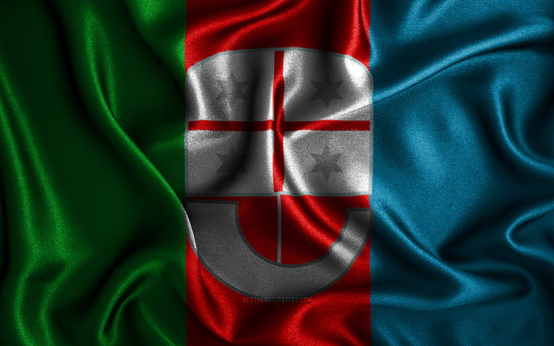 Liguria flag silk wavy flags, Italian regions, Flag of Liguria, fabric flags, 3D art, Liguria, Regions of Italy, Liguria 3D flag, HD wallpaper