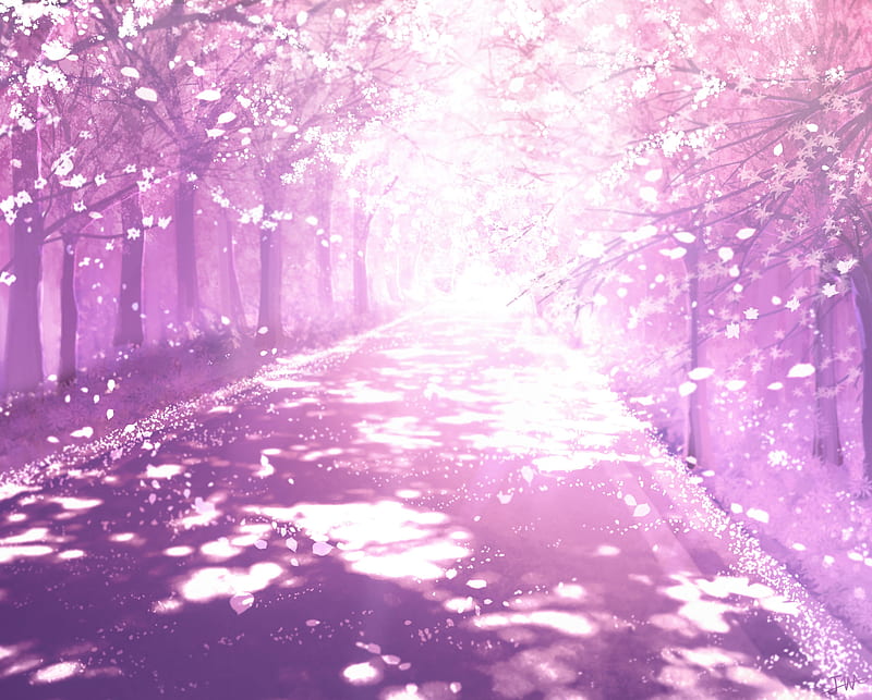 Anime, Original, Cherry Blossom, Cherry Tree, Street, HD wallpaper