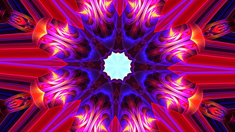 Artistic Colorful Pink And Red Digital Art Kaleidoscope Abstract, HD wallpaper