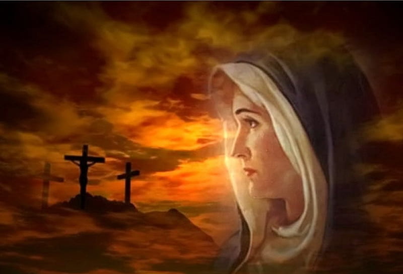Always with him, jesus, passion, mary, cross, mother, HD wallpaper