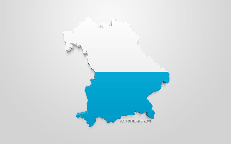 Bavaria map silhouette, 3d flag of Bavaria, federal state of Germany, 3d art, Bavaria 3d flag, Germany, Europe, Bavaria, geography, States of Germany, HD wallpaper
