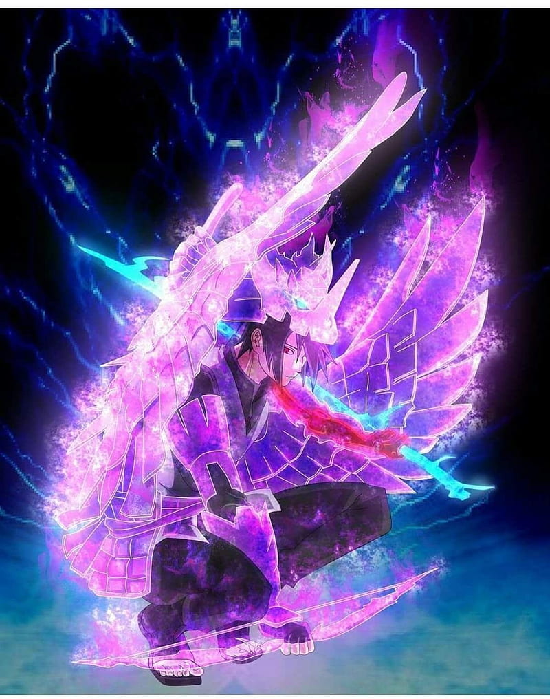 Sasuke amped, anime, god power, naruto, sasuke, susanoo, uchiha, HD phone wallpaper