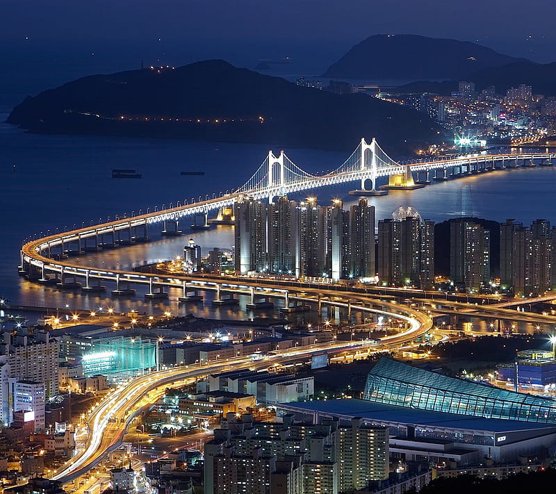 South Korea, corea, edificios, luces, pais, HD wallpaper