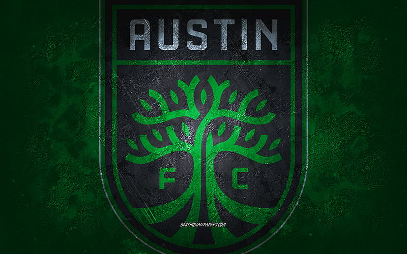 Austin FC, American soccer team, green stone background, Austin FC logo, grunge art, MLS, soccer, USA, Austin FC emblem, HD wallpaper