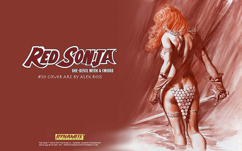 Red Sonja, red, comic, fantasy, female, warrior, sonja, HD wallpaper