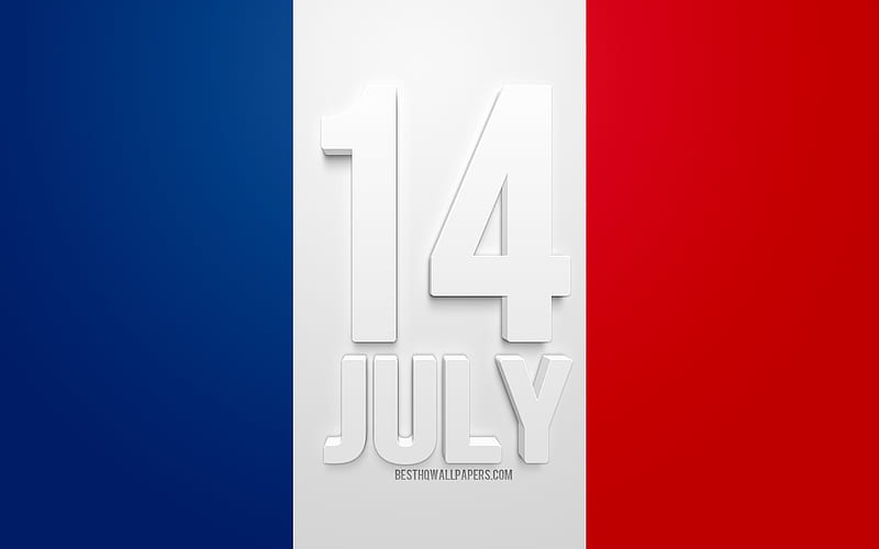 14 July, Bastille Day, national day of France, French flag, France, 3d letters, 14 July greeting card, HD wallpaper