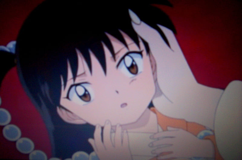 Rin, and Sesshomaru's caring hand, cute, colour, bonito, anime, HD wallpaper