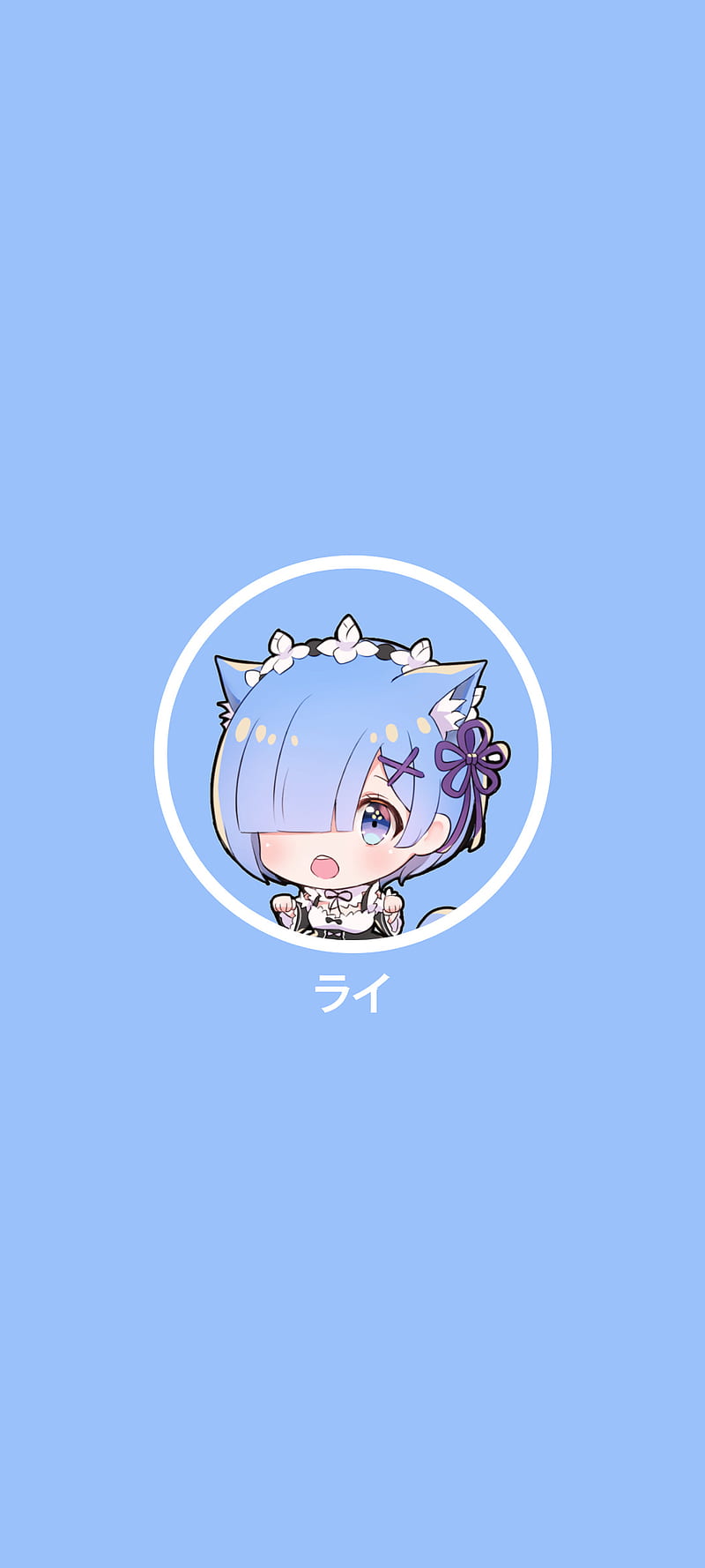 Rem Neko Simplistic, cat ears, blue, minimalistic, re:zero, chibi, anime, HD phone wallpaper