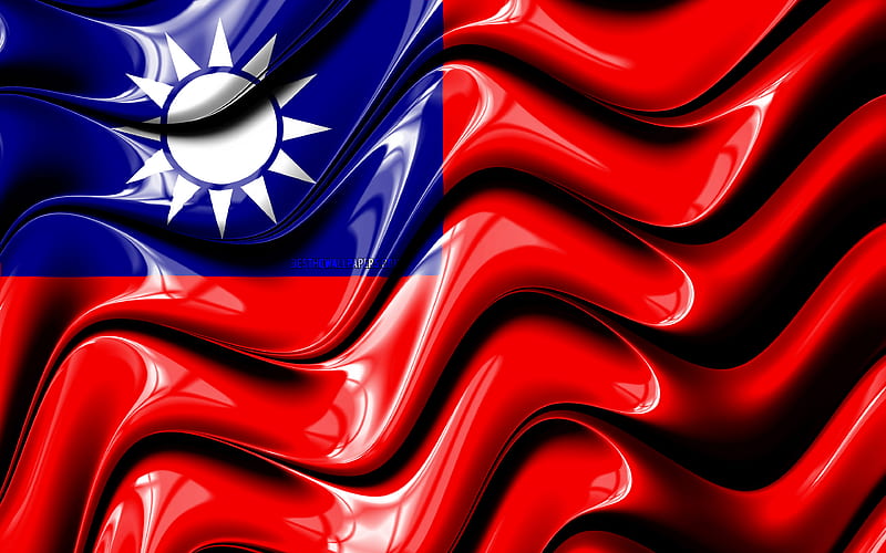 Taiwanese flag Asia, national symbols, Flag of Taiwan, 3D art, Taiwan, Asian countries, Taiwan 3D flag, HD wallpaper