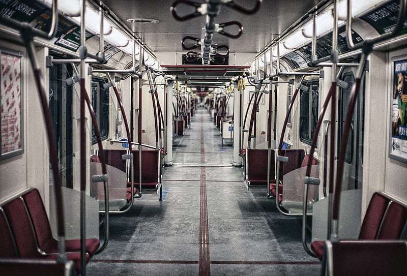 white and red train indoor view, HD wallpaper