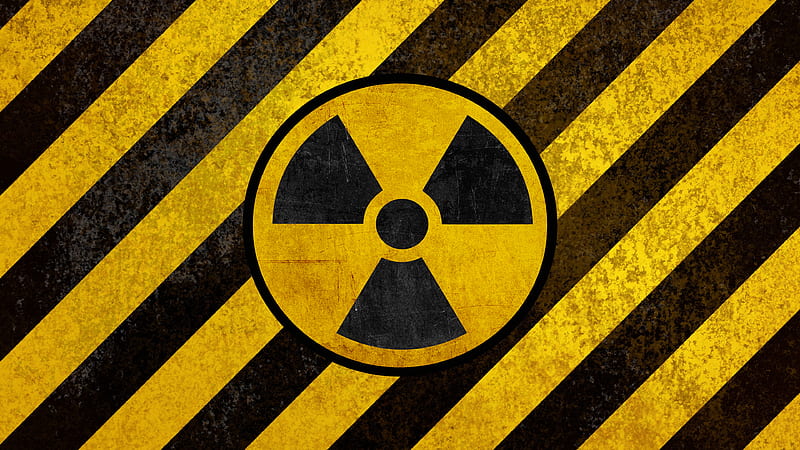 Sign of radiation, Hazard symbols yellow-black grunge, Ionizing radiation, radioactivity, HD wallpaper