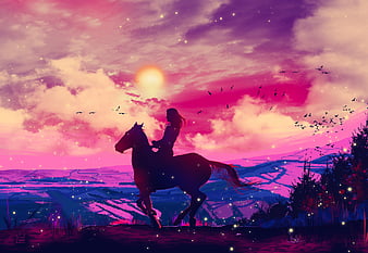horses in the sunset wallpaper