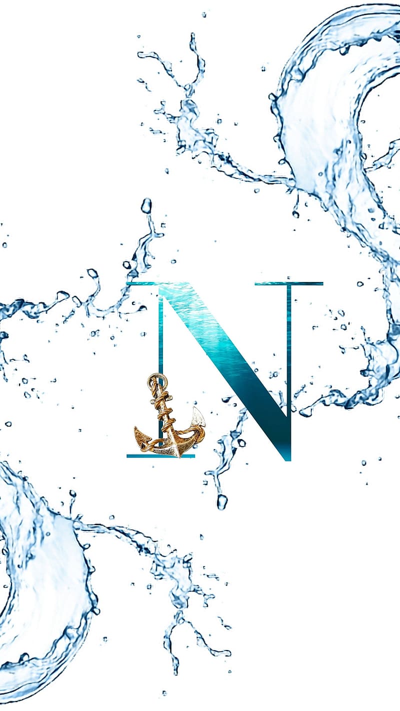 N Letter Design, Blue Liquid n naam wale, blue liquid, letter n, HD phone wallpaper