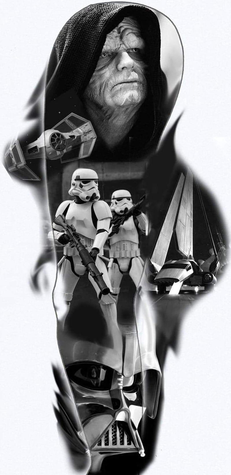 Star wars, black and white, darth vader, emperor, jedi, sith, storm trooper, HD phone wallpaper