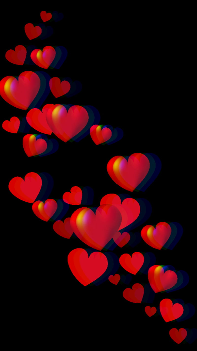Love, amoled, black, heart, effect, corazones, hearts, red, rgb, samsung,  HD phone wallpaper | Peakpx
