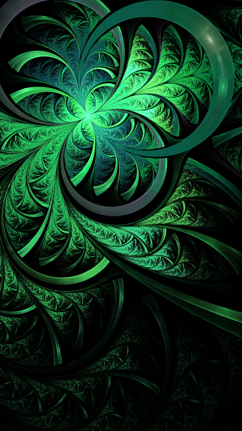 Summer Night, abstract, fractal, green, HD phone wallpaper
