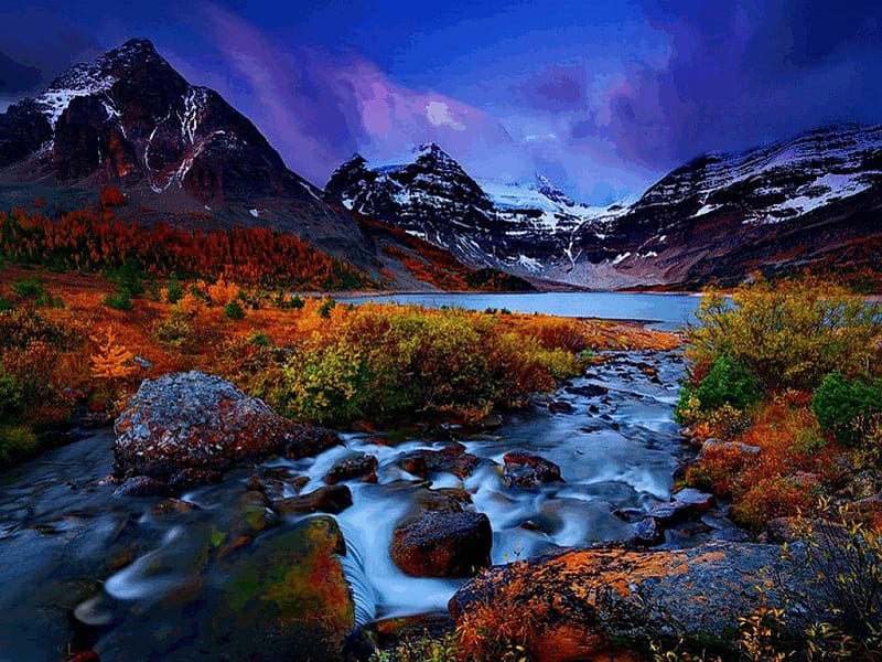 Mountain Lake in the Autumn, mountain, autumn, nature, lake, HD wallpaper