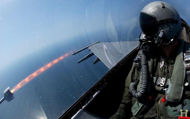 Boeing F/A 18A Hornet Deploying An AIM-7 Sparrow Missile, F A 18A Hornet, Pilot, Boeing, Missile Launch, HD wallpaper