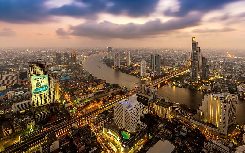 Bangkok, city panorama, metropolis, morning, sunrise, Thailand, HD wallpaper  | Peakpx