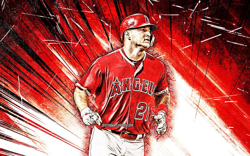 Mike Trout, grunge art, MLB, Los Angeles Angels, baseman, baseball, Michael  Nelson Trout, HD wallpaper