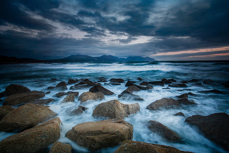 Storm Sea Rocks Long Exposure, storm, sea, rocks, long-exposure, nature, HD wallpaper