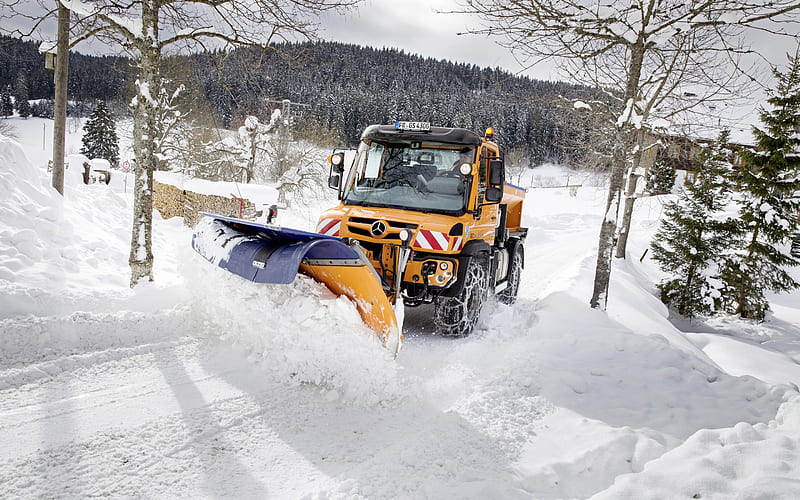 Mercedes-Benz Unimog, 2018, U430, snow removal concepts, special machinery, snow-removing machine, snowblower, Mercedes, HD wallpaper