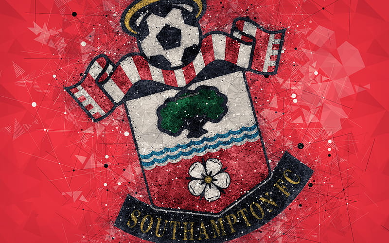Southampton FC logo, geometric art, English football club, creative emblem, red abstract background, Premier League, Southampton, UK, football, HD wallpaper