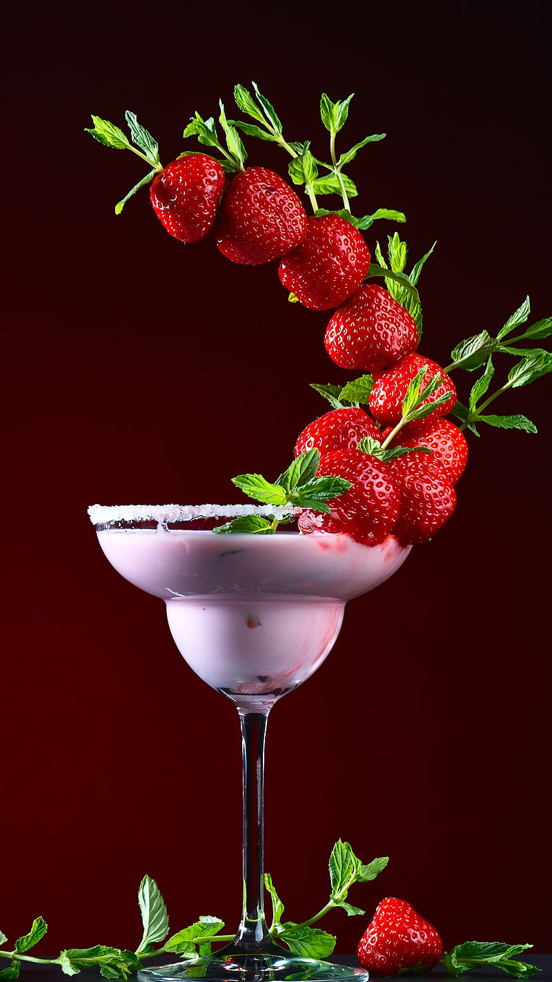 Strawberry , fruit, fresh, strawberry milkshake, HD phone wallpaper